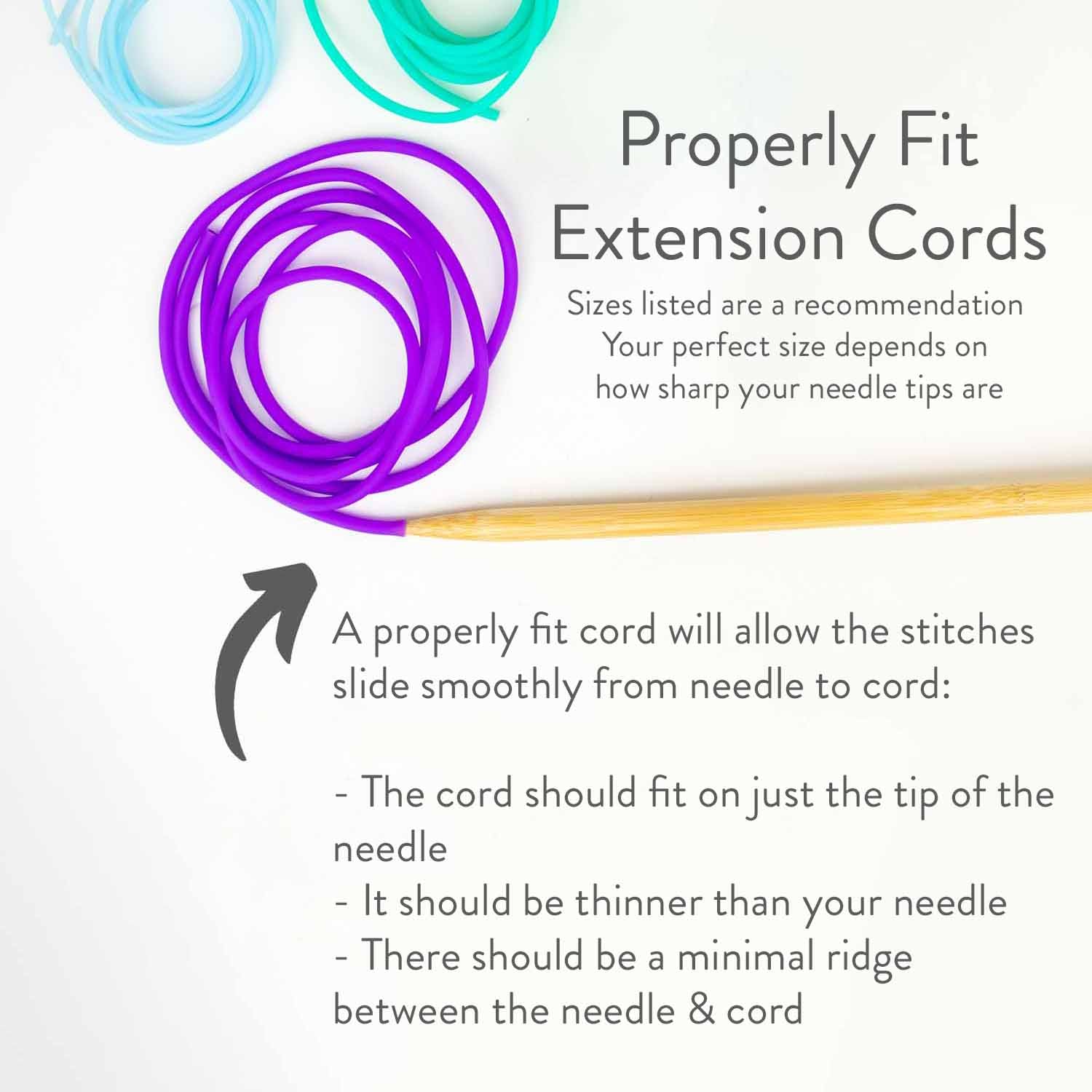 Knit extension cords - stitch holder cords