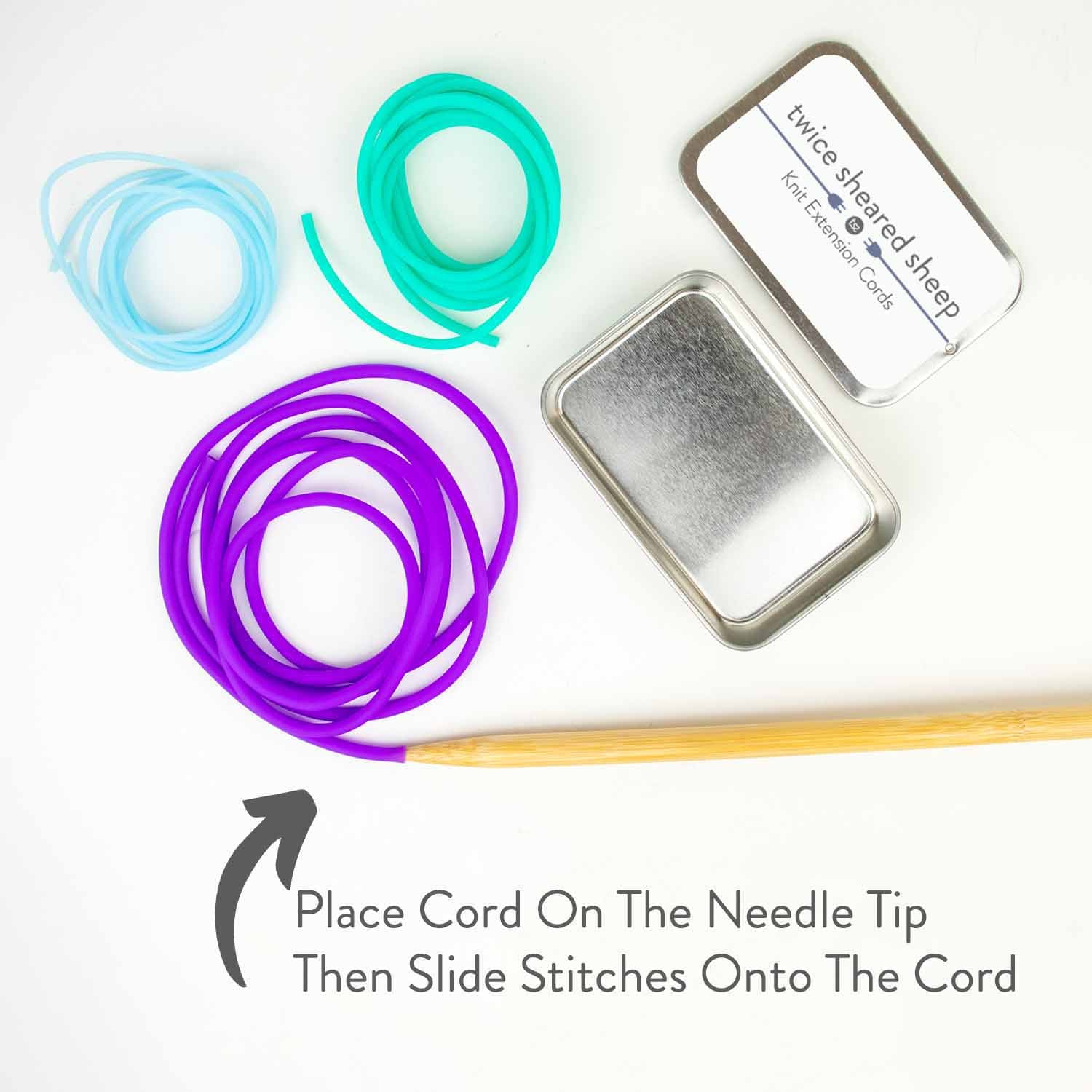 Knit extension cords - stitch holder cords