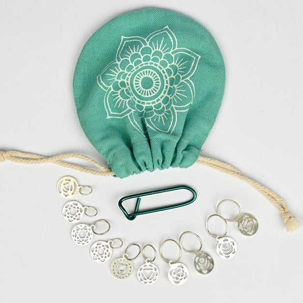 Sterlingversilberte Maschenmarkierer Mit Chakra-Symbolen