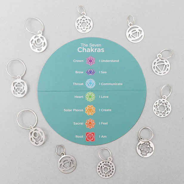 Sterlingversilberte Maschenmarkierer Mit Chakra-Symbolen