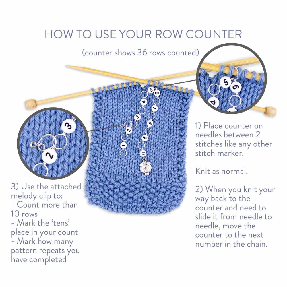 Blue Butterfly Knitting Row Counter
